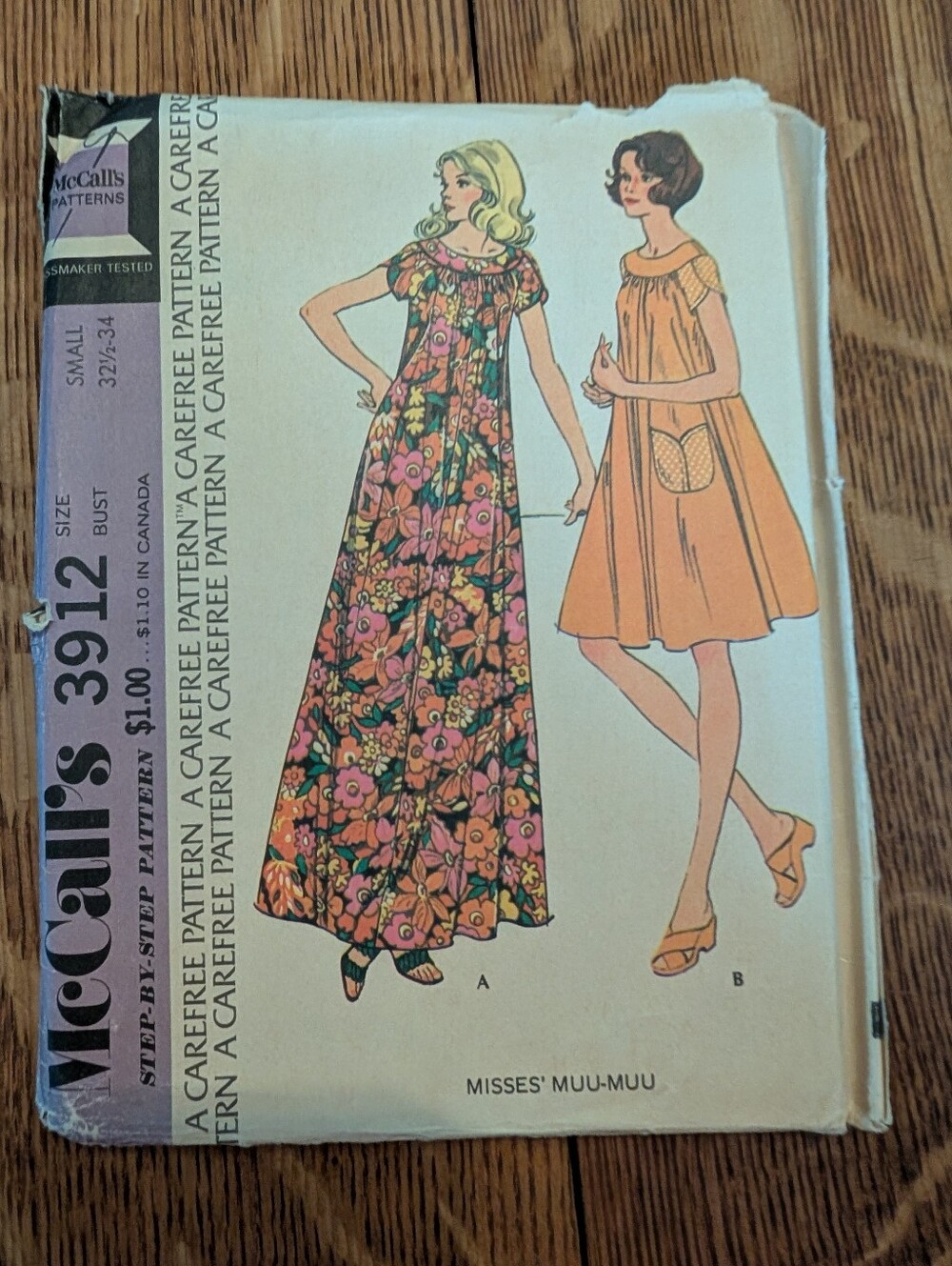 Vintage Mccall's 3912 Uncut Muu Muu Sewing Patter… - image 1
